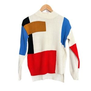 unique funky geometric mock neck sweater (Over Kleshas)
